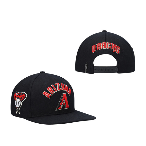 Men's Arizona Diamondbacks Pro Standard Black Stacked Logo Snapback Hat