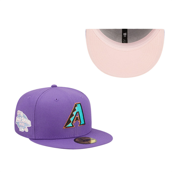 Arizona Diamondbacks Purple Pop Sweatband Undervisor 2001 MLB World Series Cooperstown Collection Fitted Hat