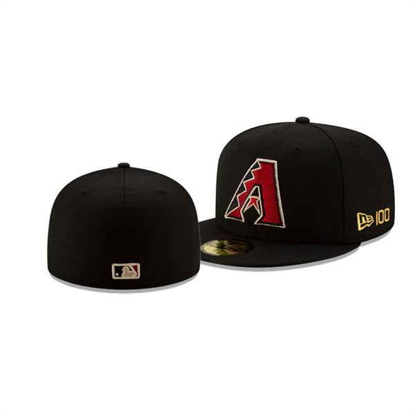 Men's Arizona Diamondbacks New Era 100th Anniversary Black Team Color 59FIFTY Fitted Hat
