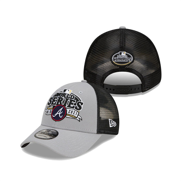 Braves Gray Black 2021 National League Champions Locker Room 9FORTY Adjustable Hat