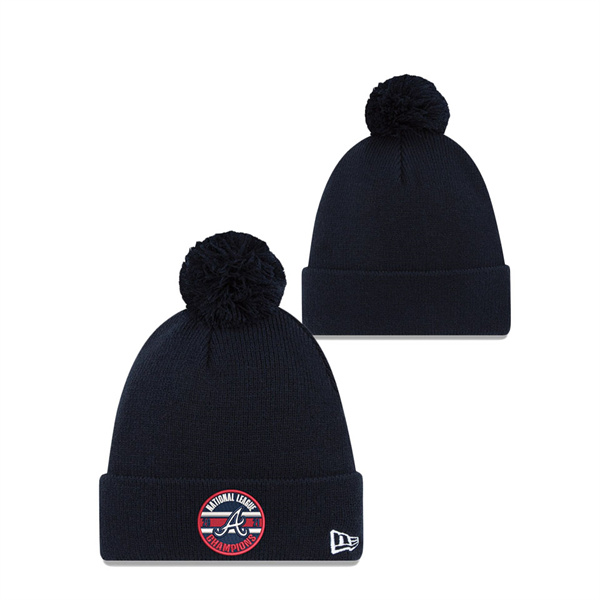 Braves Navy 2021 National League Champions Cuffed Pom Knit Hat