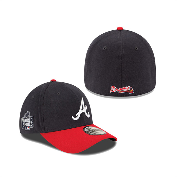 Braves Navy Red 2021 World Series Bound Side Patch 39THIRTY Flex Hat