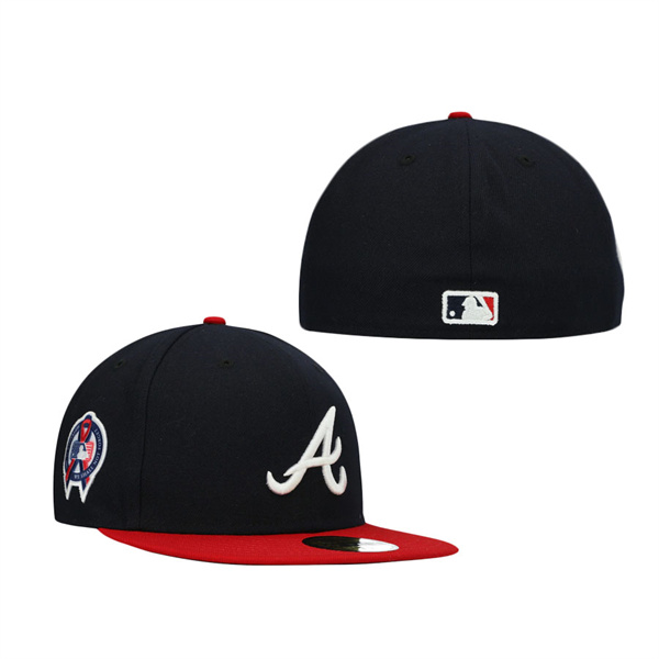 Atlanta Braves 9/11 Memorial Side Patch Fitted Hat Navy