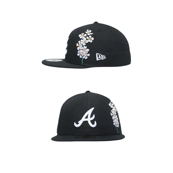 Atlanta Braves State Flower 59FIFTY Fitted Black Floral Hat