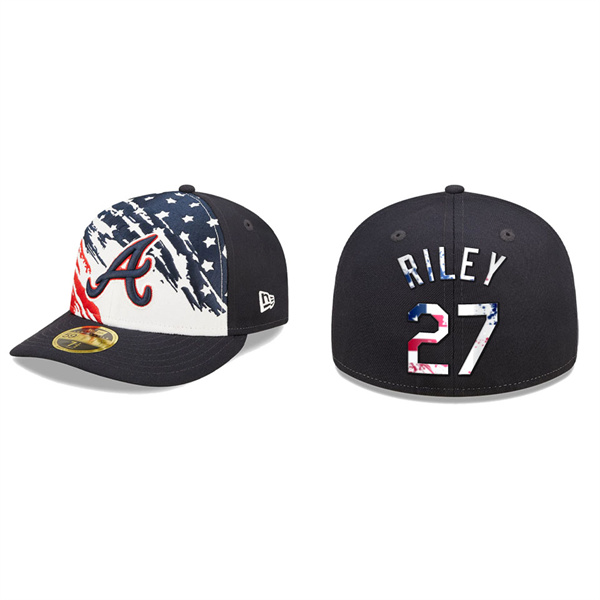 Austin Riley Atlanta Braves Navy 2022 4th Of July Stars Stripes Low Profile 59FIFTY Fitted Hat