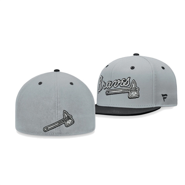 Atlanta Braves Team Fitted Gray Black Fanatics Branded Hat