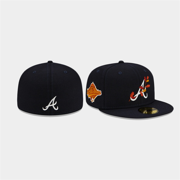 Atlanta Braves Leafy Front Navy 59FIFTY Fitted Hat