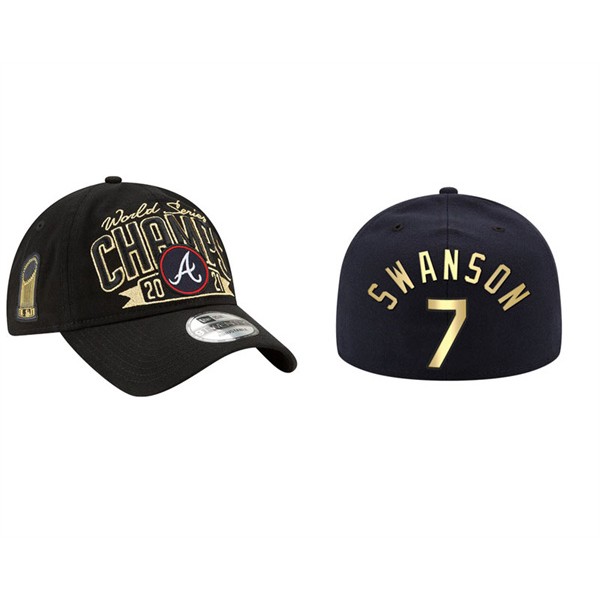 Dansby Swanson Atlanta Braves Black 2021 World Series Champions Hat