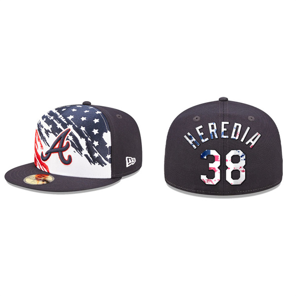Guillermo Heredia Atlanta Braves Navy 2022 4th Of July Stars Stripes On-Field 59FIFTY Fitted Hat