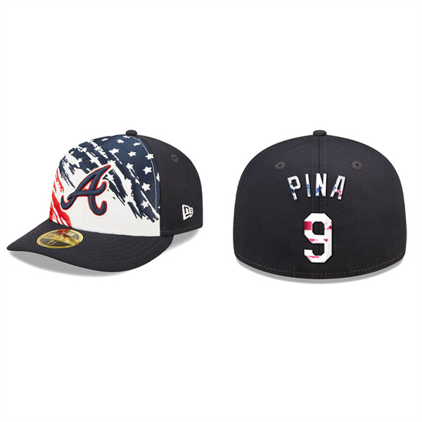 Manny Pina Atlanta Braves Navy 2022 4th Of July Stars Stripes Low Profile 59FIFTY Fitted Hat