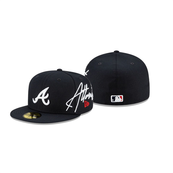 Men's Atlanta Braves Cursive Black 59FIFTY Fitted Hat