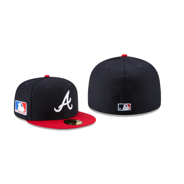 Men's Atlanta Braves 100th Anniversary Patch Navy 59FIFTY Fitted Hat