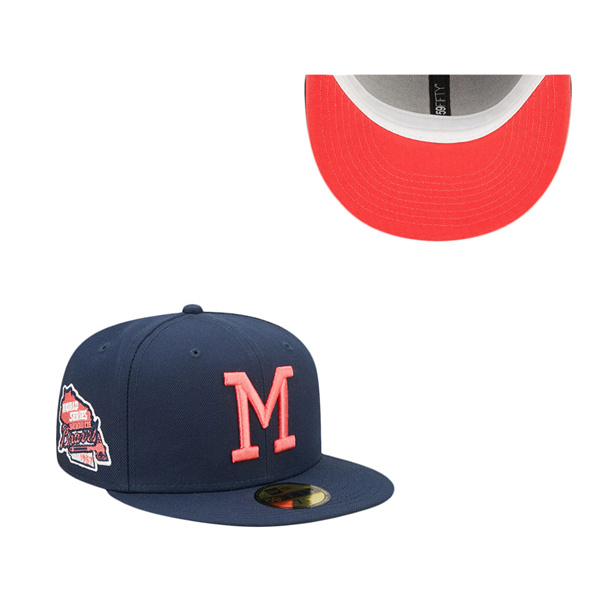 Men's Milwaukee Braves Navy Cooperstown Collection Lava Undervisor Fitted Hat