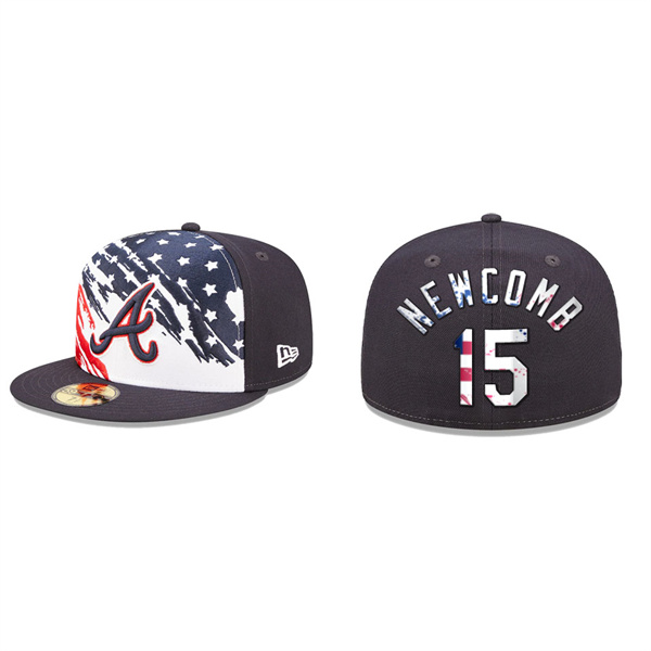 Sean Newcomb Atlanta Braves Navy 2022 4th Of July Stars Stripes On-Field 59FIFTY Fitted Hat