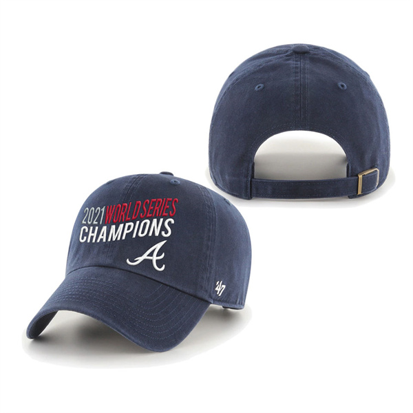 Women's Atlanta Braves Navy 2021 World Series Champions Wave Clean Up Adjustable Hat