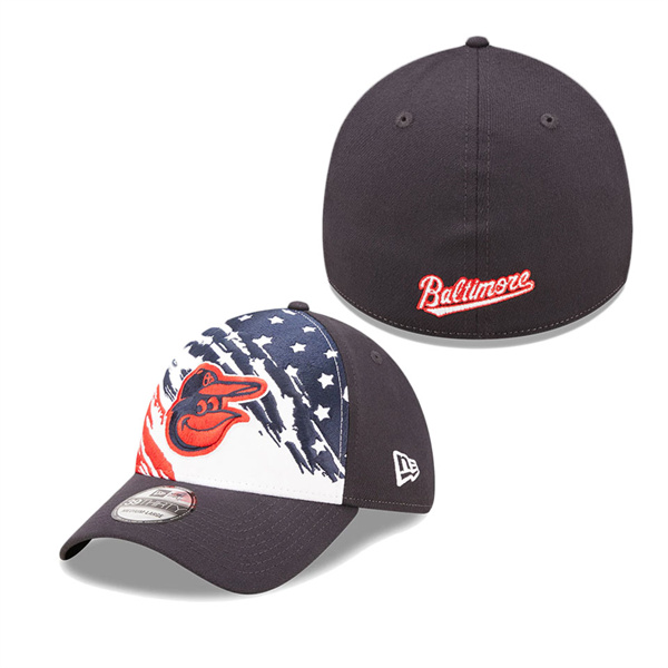 Baltimore Orioles Navy 2022 4th Of July Stars Stripes 39THIRTY Flex Hat