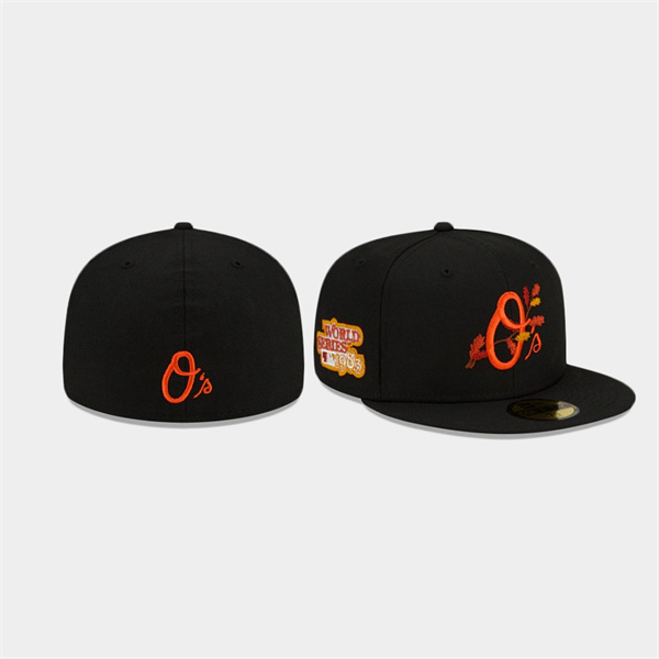Baltimore Orioles Leafy Front Black 59FIFTY Fitted Hat