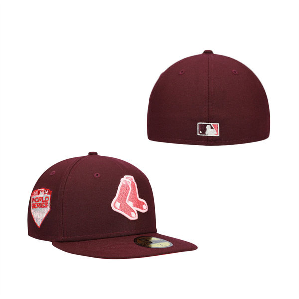 Boston Red Sox New Era Color Fam Lava Red Undervisor 59FIFTY Fitted Hat Maroon