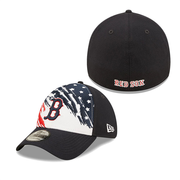 Boston Red Sox Navy 2022 4th Of July Stars Stripes 39THIRTY Flex Hat