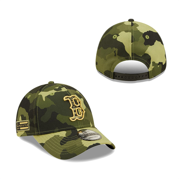Men's Boston Red Sox New Era Camo 2022 Armed Forces Day 9FORTY Snapback Adjustable Hat