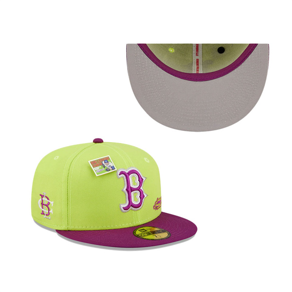 Men's Boston Red Sox New Era Green Purple MLB X Big League Chew Swingin' Sour Apple Flavor Pack 59FIFTY Fitted Hat