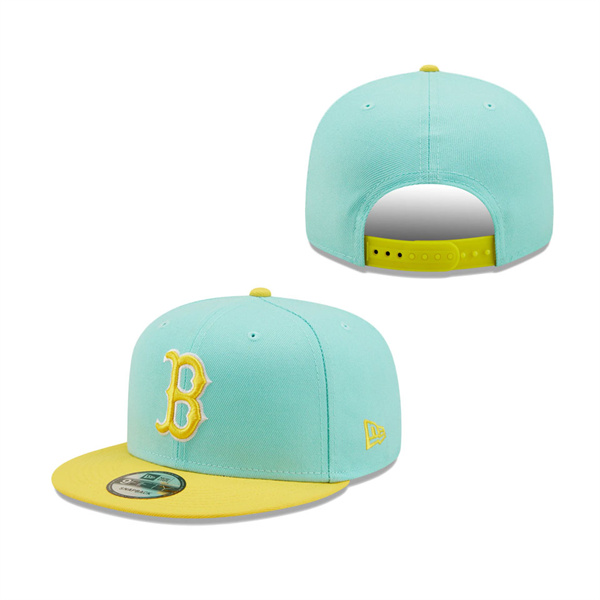 Boston Red Sox New Era Spring Two-Tone 9FIFTY Snapback Hat Turquoise Yellow