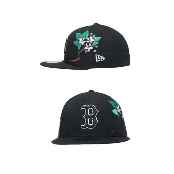Boston Red Sox State Flower 59FIFTY Fitted Black Floral Hat