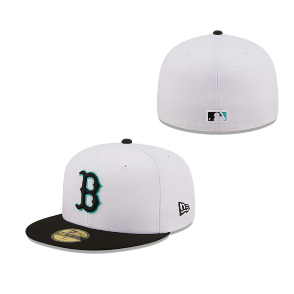Men's Boston Red Sox New Era White Black Spring Color Pack Two-Tone 59FIFTY Fitted Hat