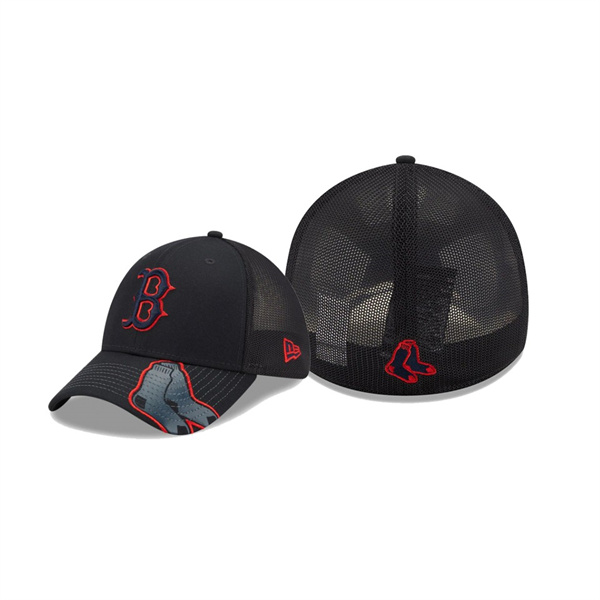 Men's Boston Red Sox Pop Visor Navy Mesh Back 39THIRTY Flex Hat