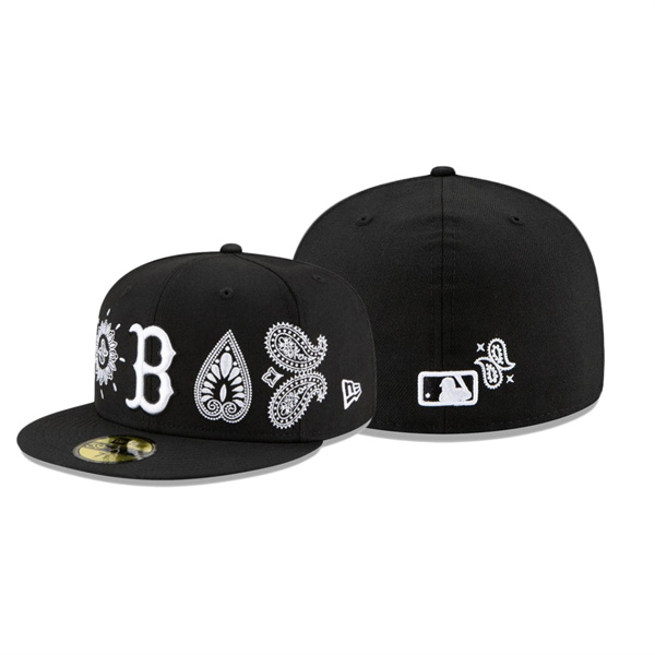 Boston Red Sox Paisley Elements Black 59FIFTY Fitted Hat