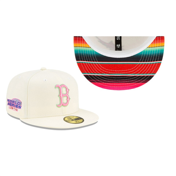 Boston Red Sox Chrome Serape Under Visor Cream 59FIFTY Fitted Hat