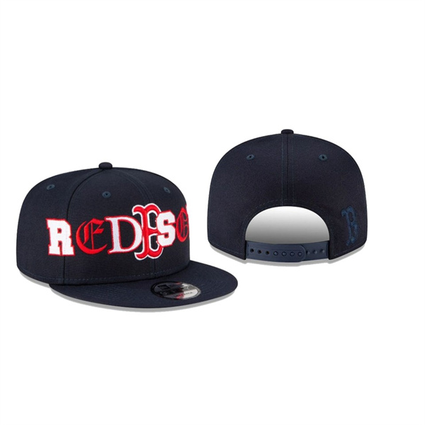 Men's Boston Red Sox Mixed Font Navy 9FIFTY Snapback Hat