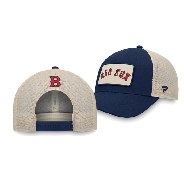 Men's Red Sox Natural True Navy Classic Trucker Snapback Hat
