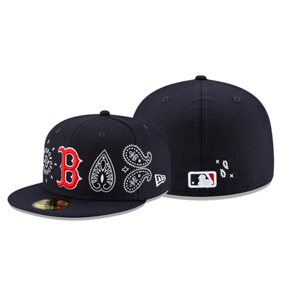 Boston Red Sox Paisley Elements Navy 59FIFTY Fitted Hat