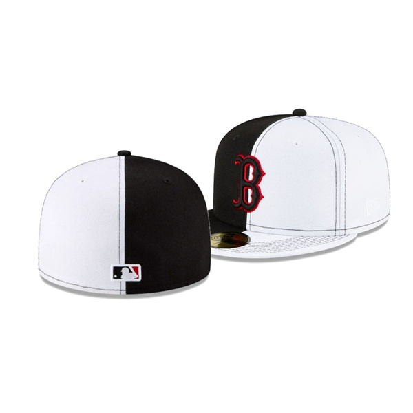 Men's Boston Red Sox New Era 100th Anniversary White Black Split Crown 59FIFTY Fitted Hat