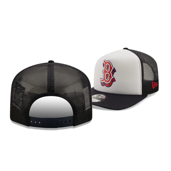 Men's Red Sox Foam Front White Trucker 9FIFTY Snapback Hat