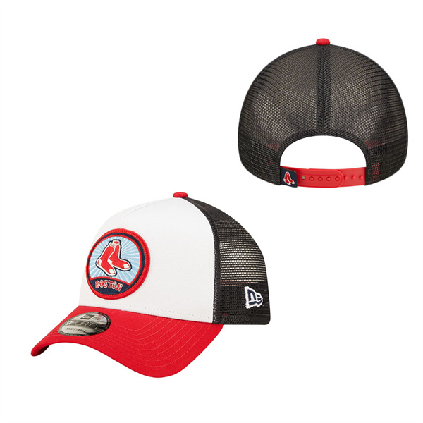 Youth Boston Red Sox Red Black White Fresh 9FORTY Trucker Snapback Hat