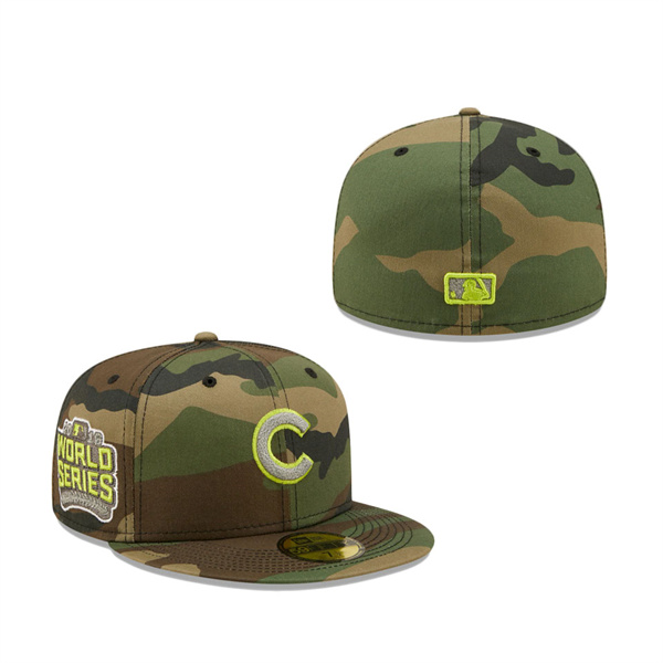 Chicago Cubs New Era Cooperstown Collection 2016 World Series Woodland Reflective Undervisor 59FIFTY Fitted Hat Camo