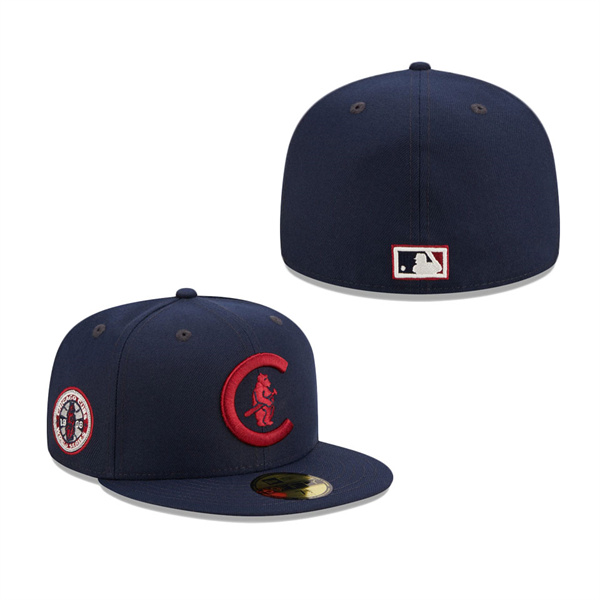 Chicago Cubs New Era Cooperstown Collection 2008 World Series Patch 59FIFTY Fitted Hat Navy