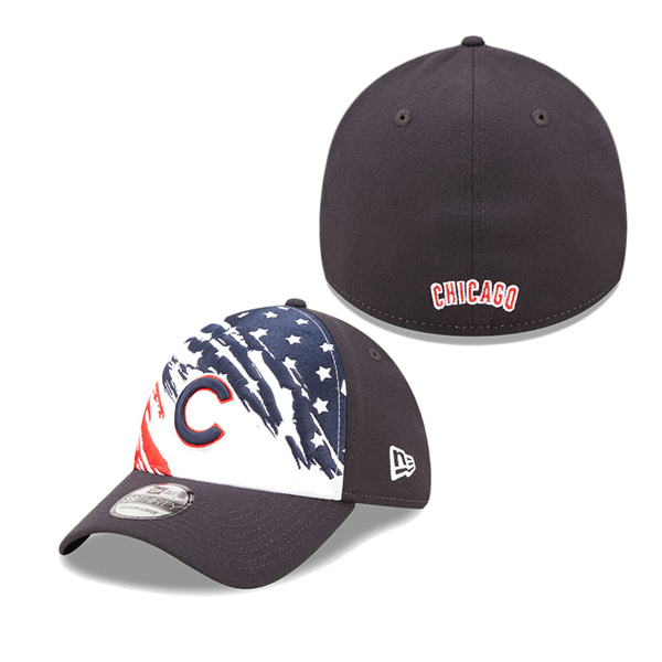 Chicago Cubs Navy 2022 4th Of July Stars Stripes 39THIRTY Flex Hat