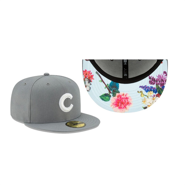 Men's Chicago Cubs Floral Undervisor Gray 59FIFTY Fitted Hat