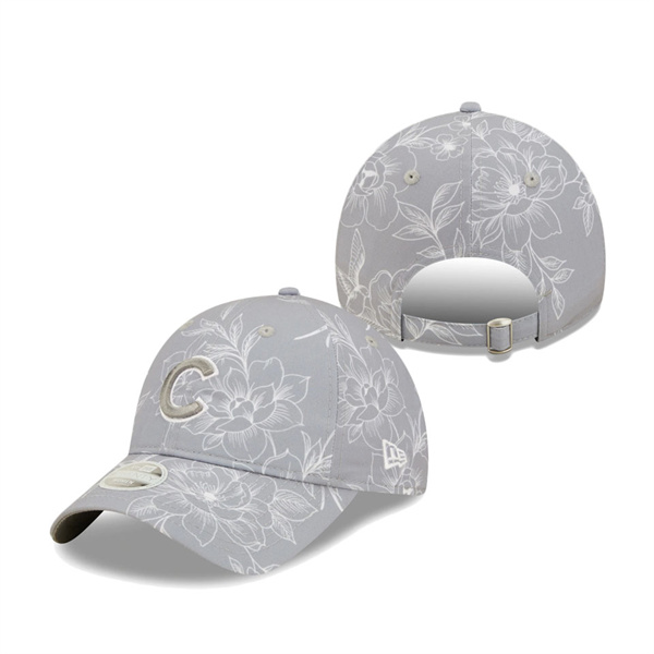 Women's Chicago Cubs New Era Gray Botanic 9TWENTY Adjustable Hat