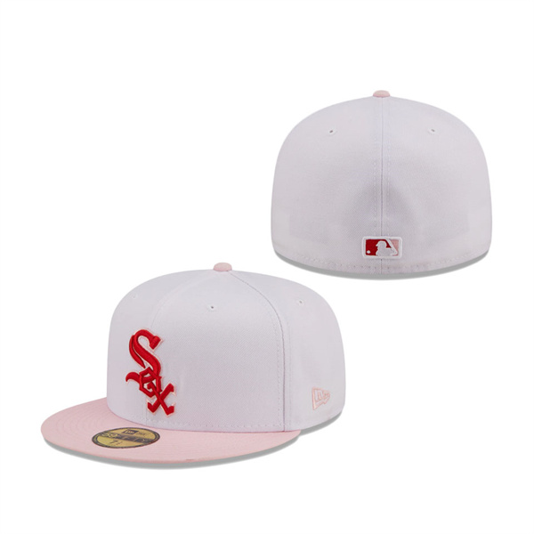 Chicago White Sox New Era Scarlet Undervisor 59FIFTY Fitted Hat White Pink