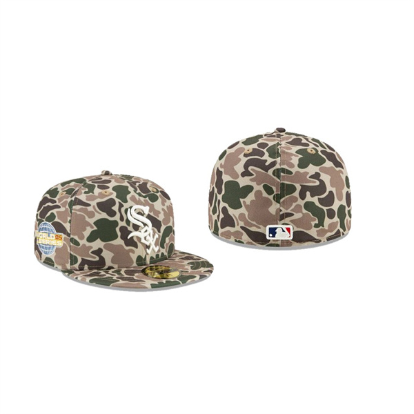 Men's Chicago White Sox # Duck Camo 59FIFTY Fitted Hat Green