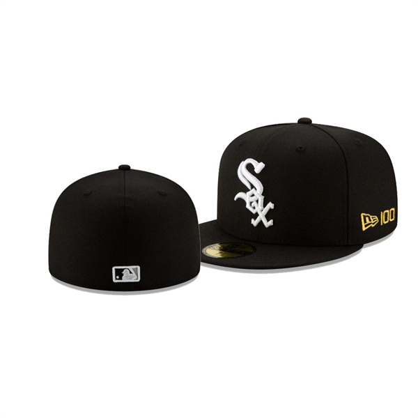 Men's Chicago White Sox New Era 100th Anniversary Black Team Color 59FIFTY Fitted Hat