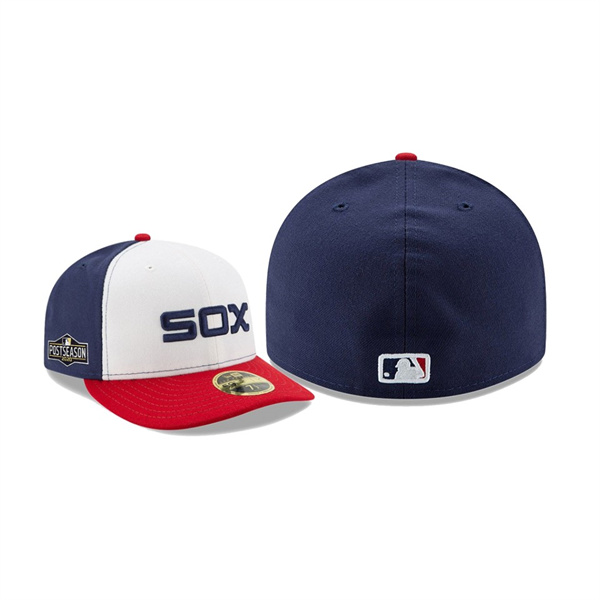 Men's Chicago White Sox 2020 Postseason White Red Side Patch Low Profile 59FIFTY Fitted Hat