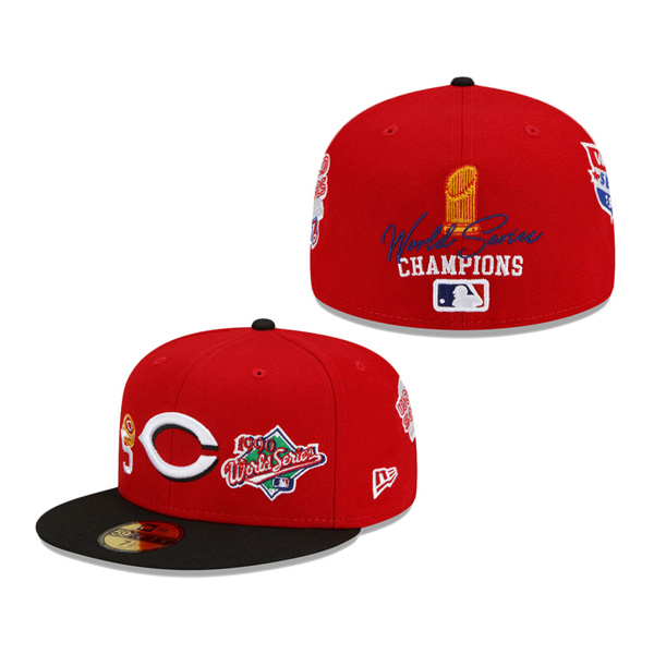 Cincinnati Reds New Era 5x World Series Champions Count The Rings 59FIFTY Fitted Hat Red