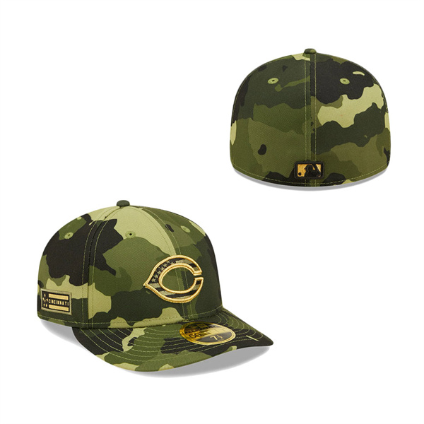Men's Cincinnati Reds New Era Camo 2022 Armed Forces Day On-Field Low Profile 59FIFTY Hat