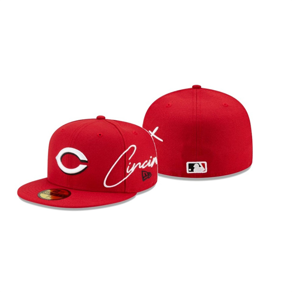 Men's Cincinnati Reds Cursive Red 59FIFTY Fitted Hat