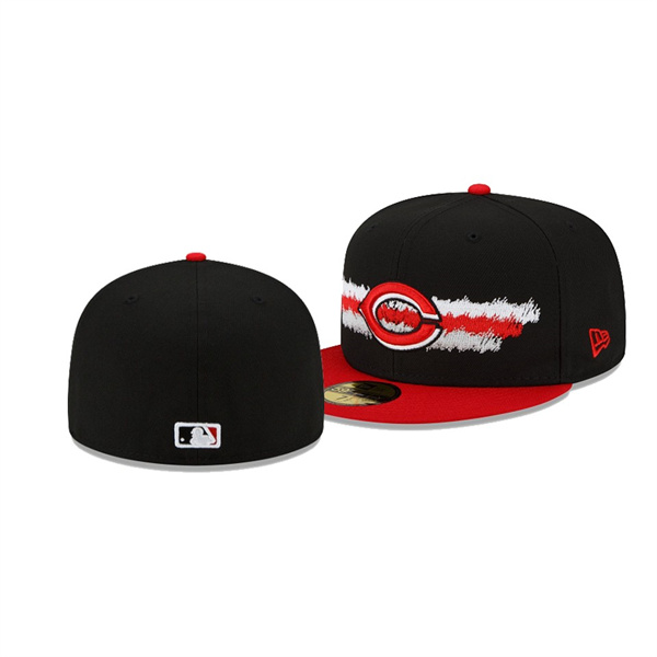 Cincinnati Reds Scribble Black 59FIFTY Fitted Hat